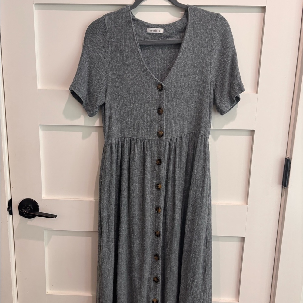 Neuflora Blue-Grey Button-Down Dress